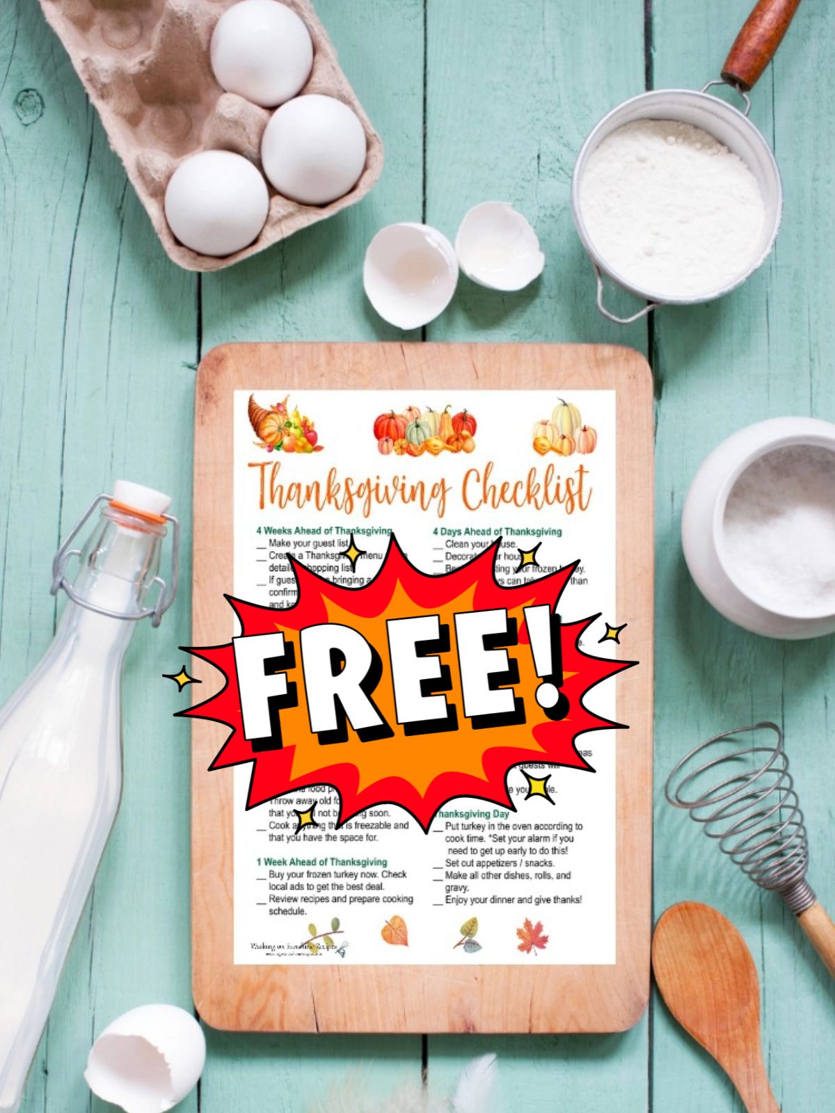 free printable for stress free hosting for Thanksgiving on clipboard.