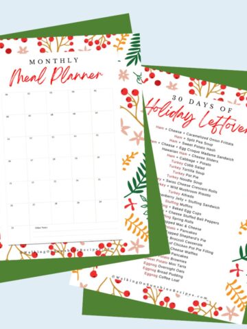 2 different printables for holiday leftovers.