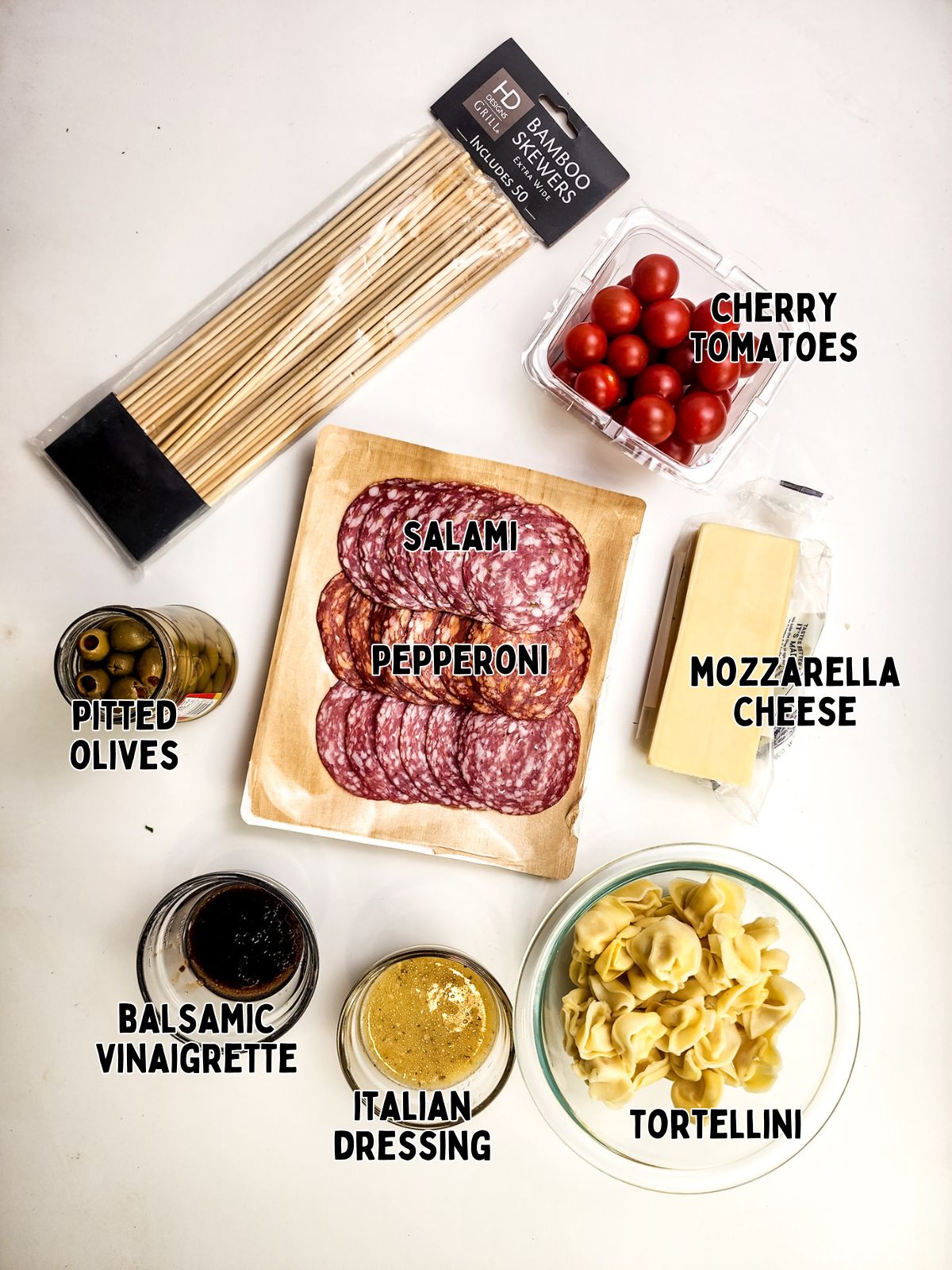 ingredients for antipasto skewers.