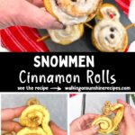 Snowmen Cinnamon Rolls made with Pillsbury Grands Cinnamon Rolls.