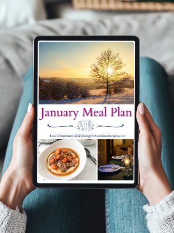 Large Kindle showing the cover of the January Meal Plan.