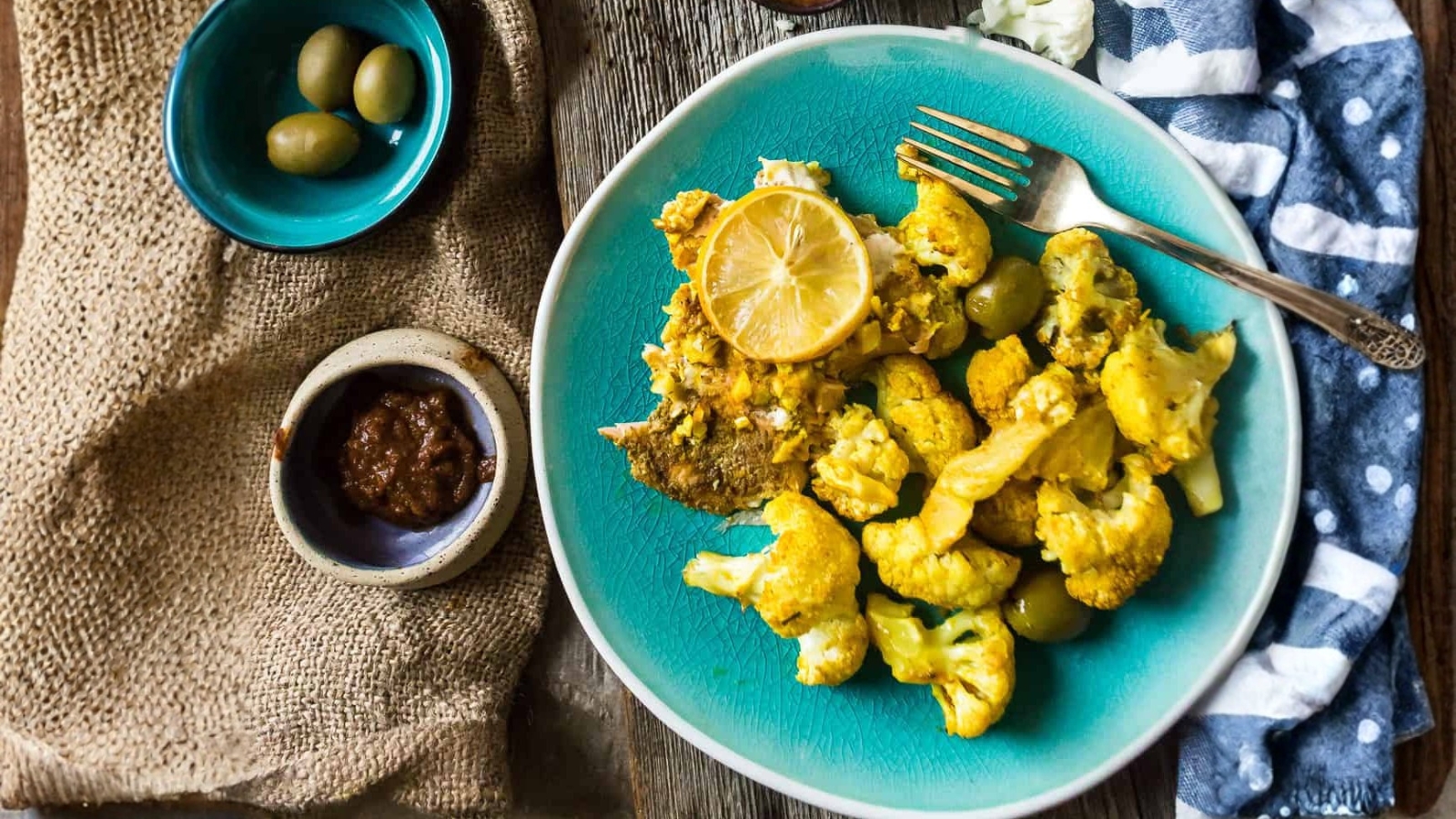 Sheet pan salmon and cauliflower.
