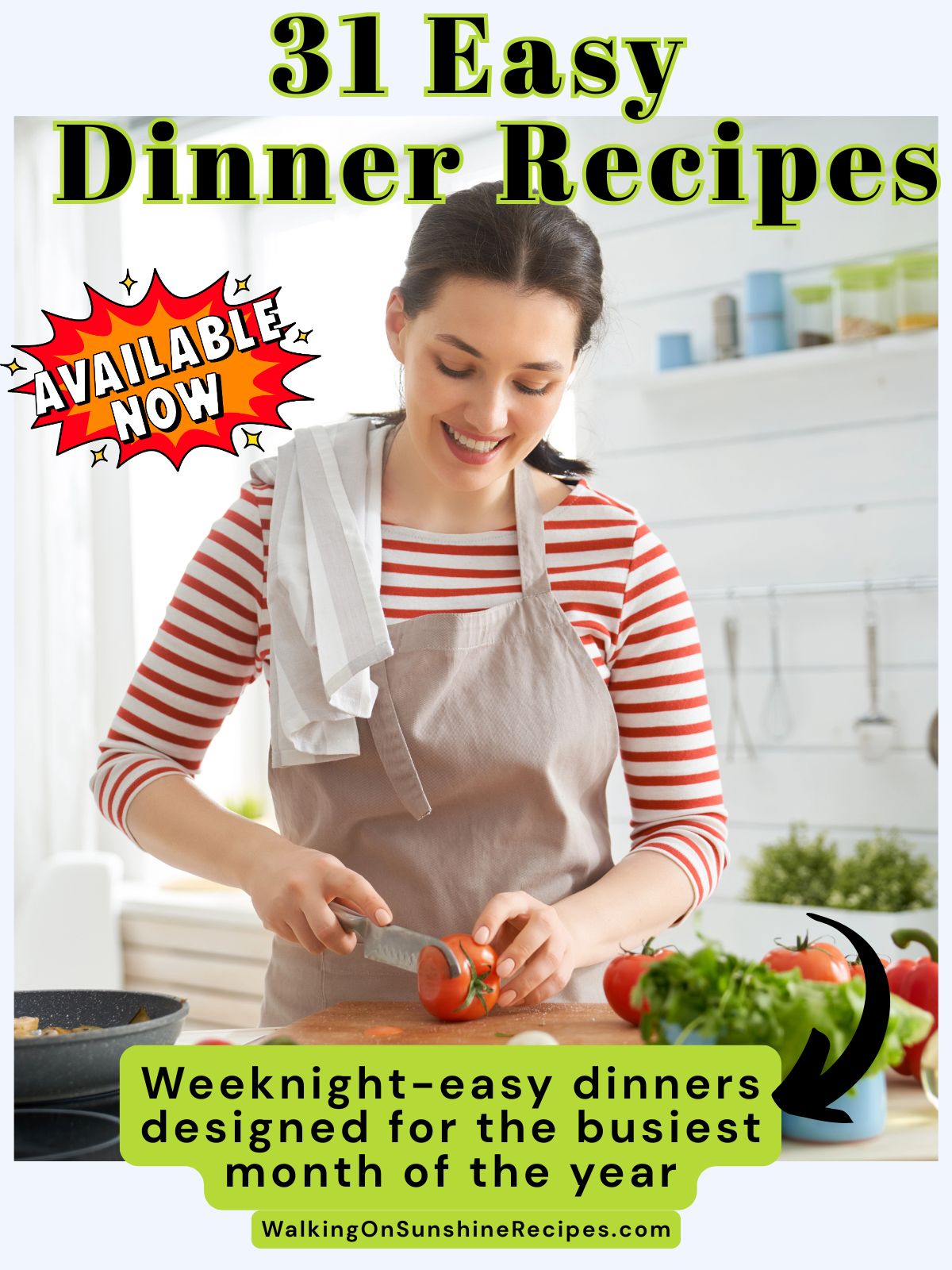 1st hero photo of lady slicing tomatoes for December meal plan.