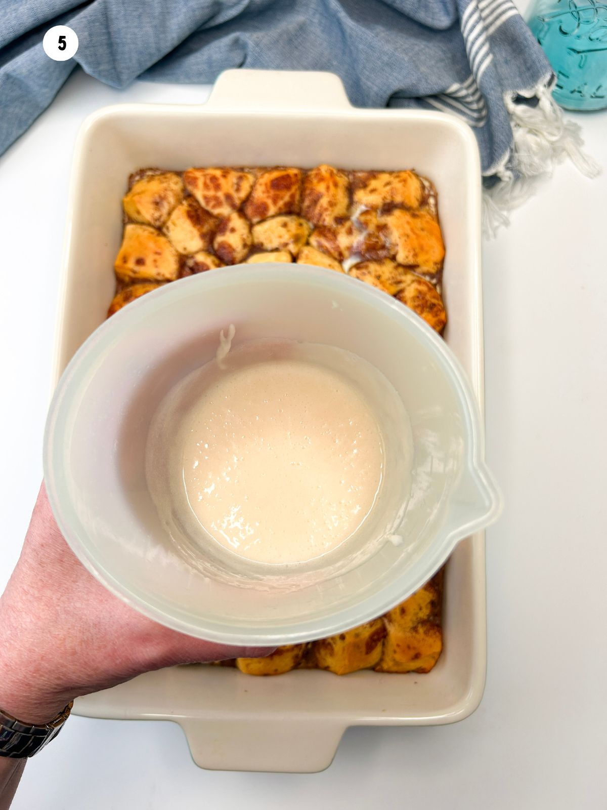 add frosting to baked breakfast casserole.