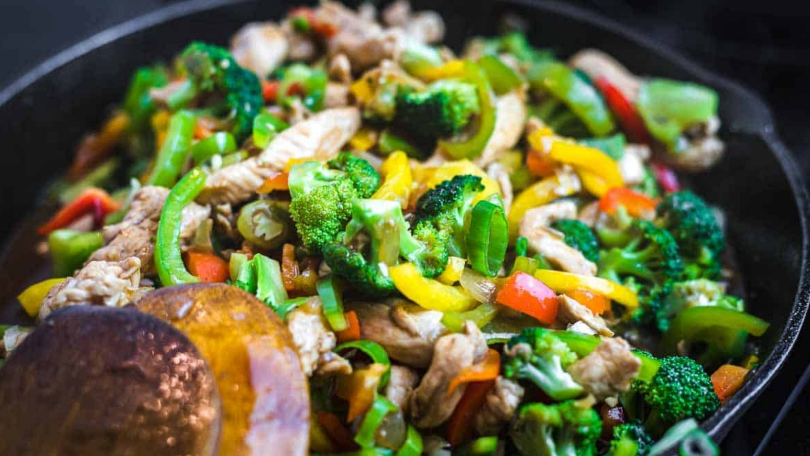 Stir-fry loaded with vibrant vegetables.