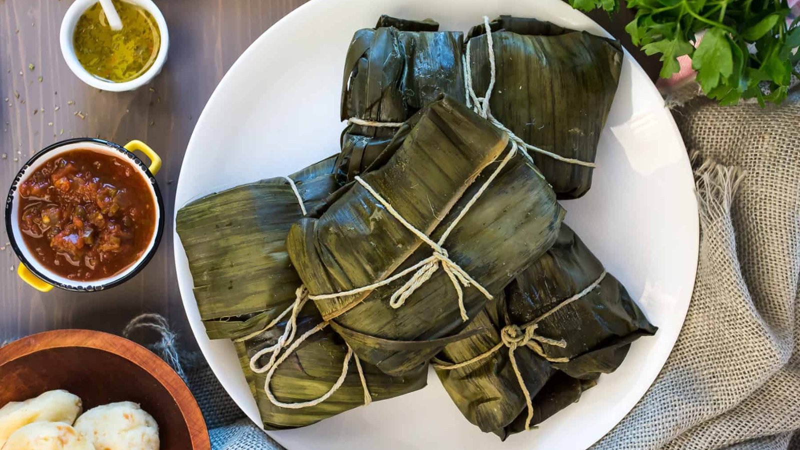 Colombian tamales on a plate.