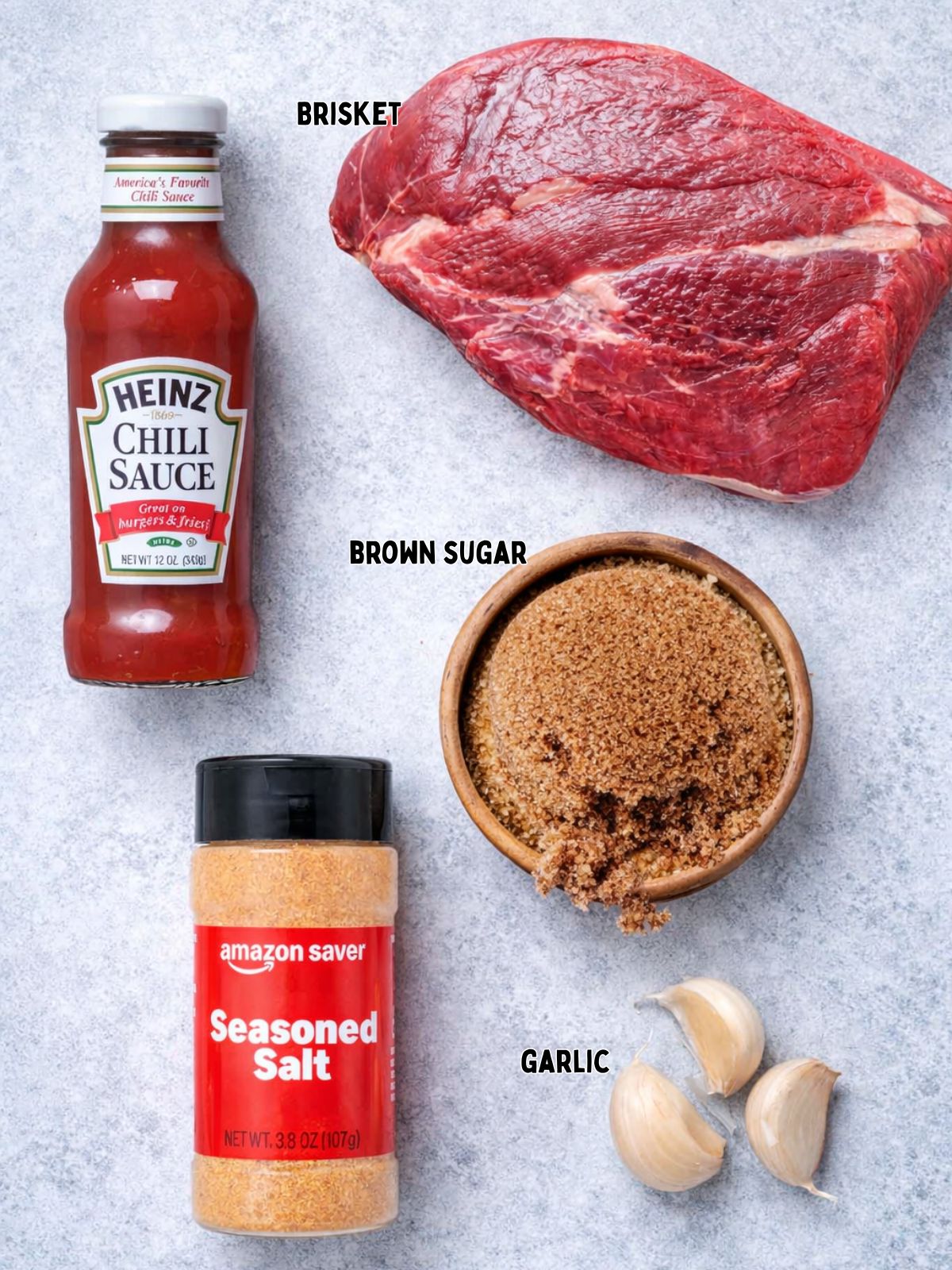 Ingredients for Beth's Jewish brisket recipe.