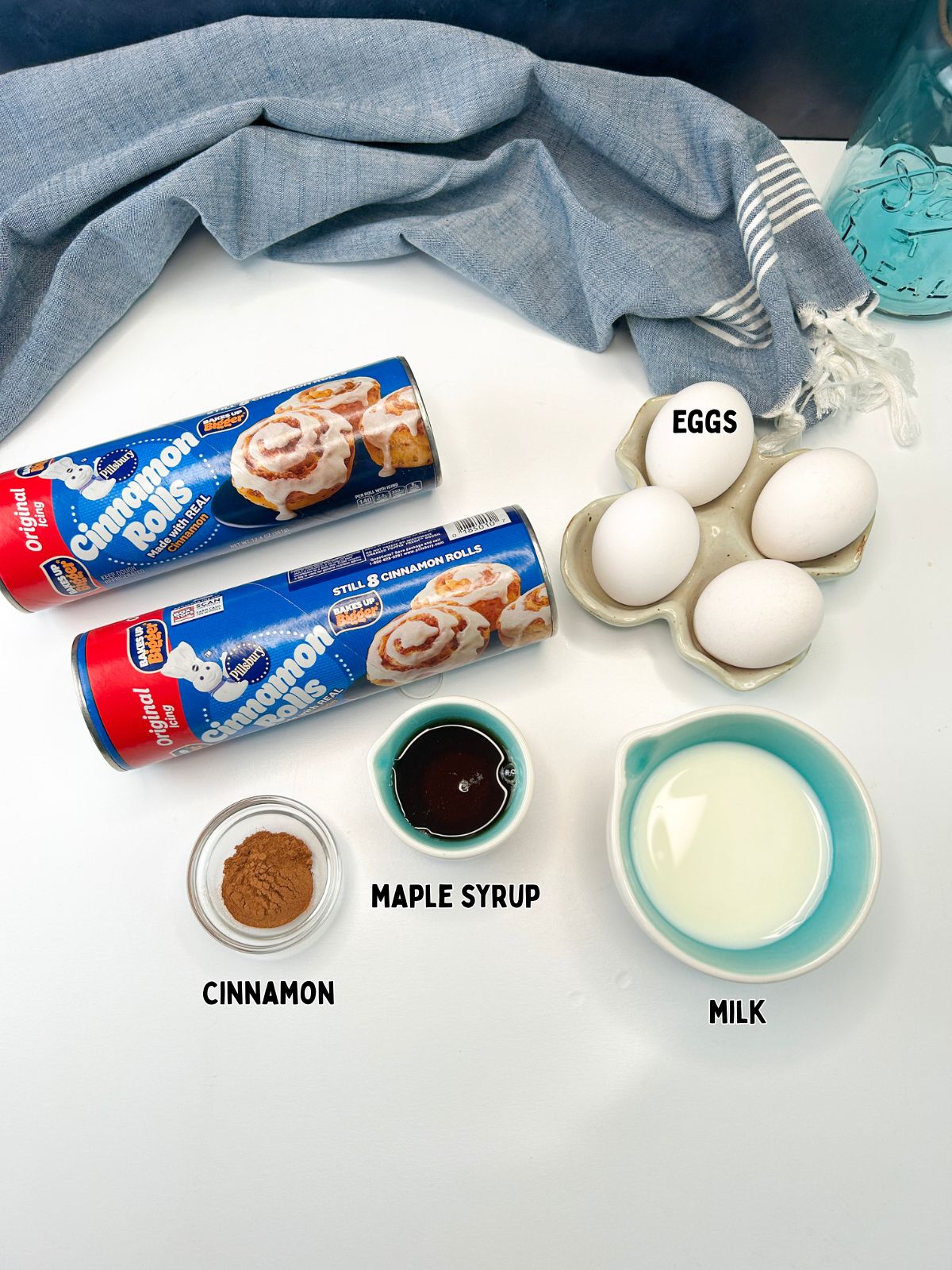 ingredients needed for Pillsbury cinnamon roll casserole.