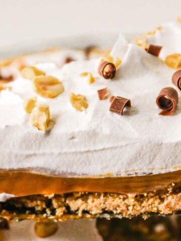 Slow-cooker caramel pie with a soft caramel top.