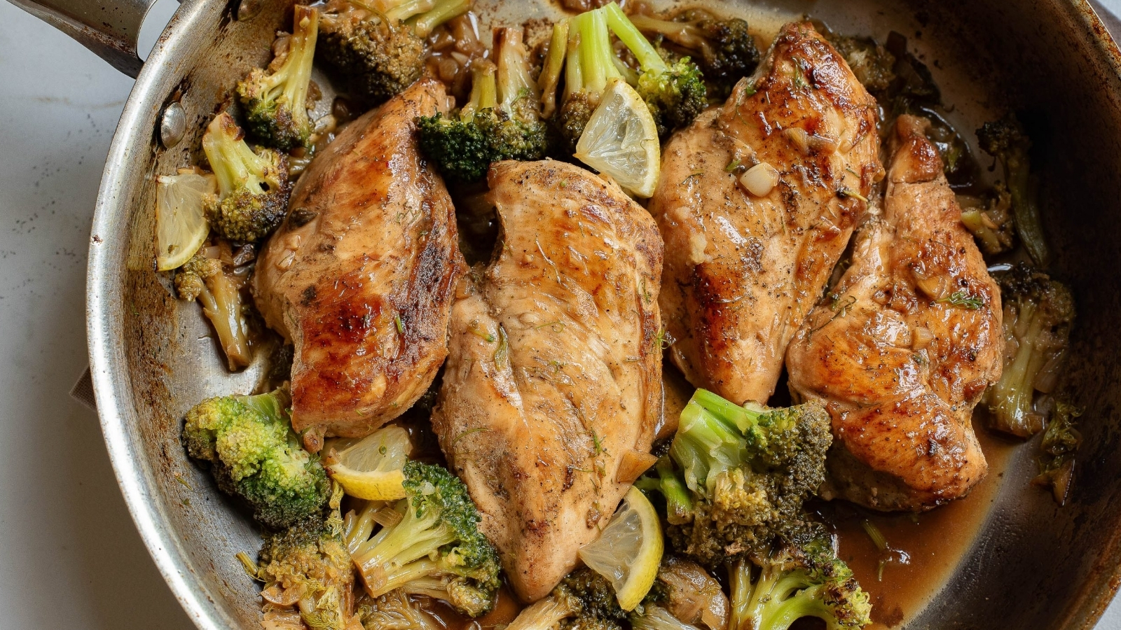 Stovetop Lemon Dill Chicken in a skillet.