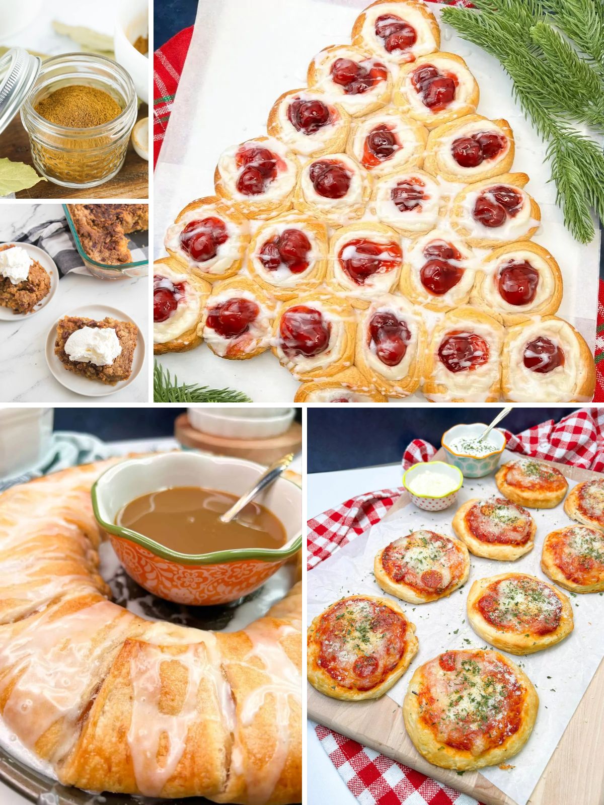 Easy Delicious Top Ten Recipes featured from Walking on Sunshine. This page is updated at the end of every month to help you find the most popular recipes your whole family will love! 5 recipes collage, pizza, Christmas tree danish, apple crescent roll danish, pumpkin spice and pumpkin crunch cake.