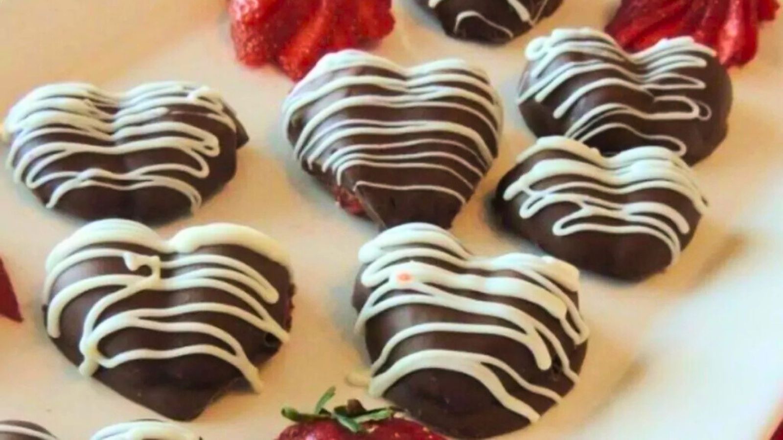 Chocolate covered heart shaped strawberries