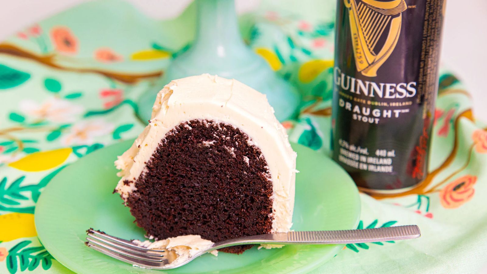 Rich chocolate cake made with Guinness stout and finished with Irish cream-flavored buttercream frosting.