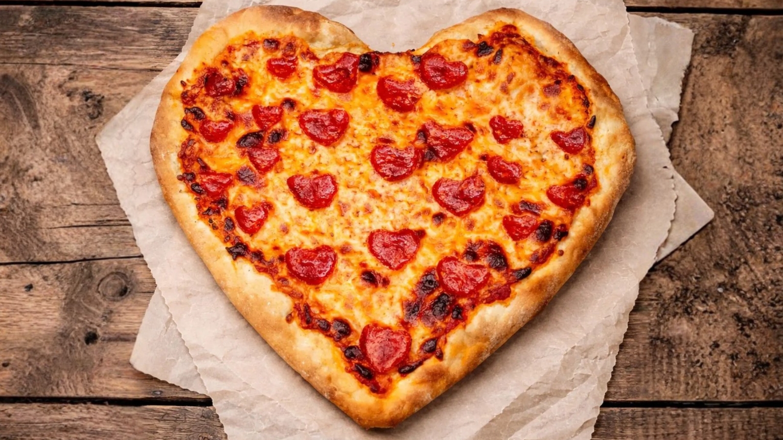 Heart-shaped pizza.