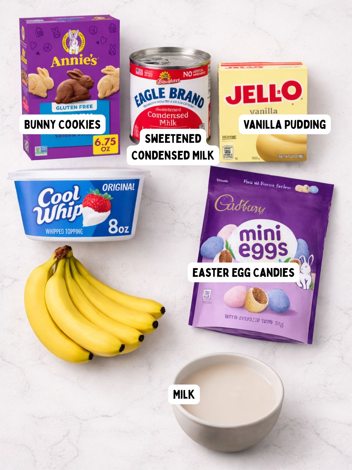 Ingredients for Easter Banana Pudding.