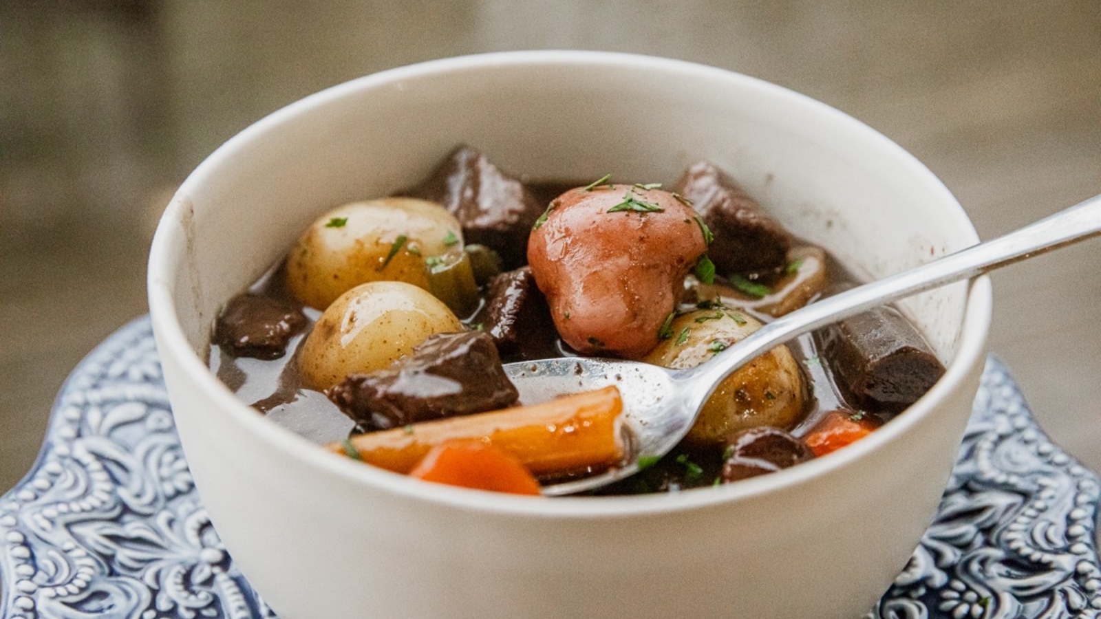 A bowl of venison stew.