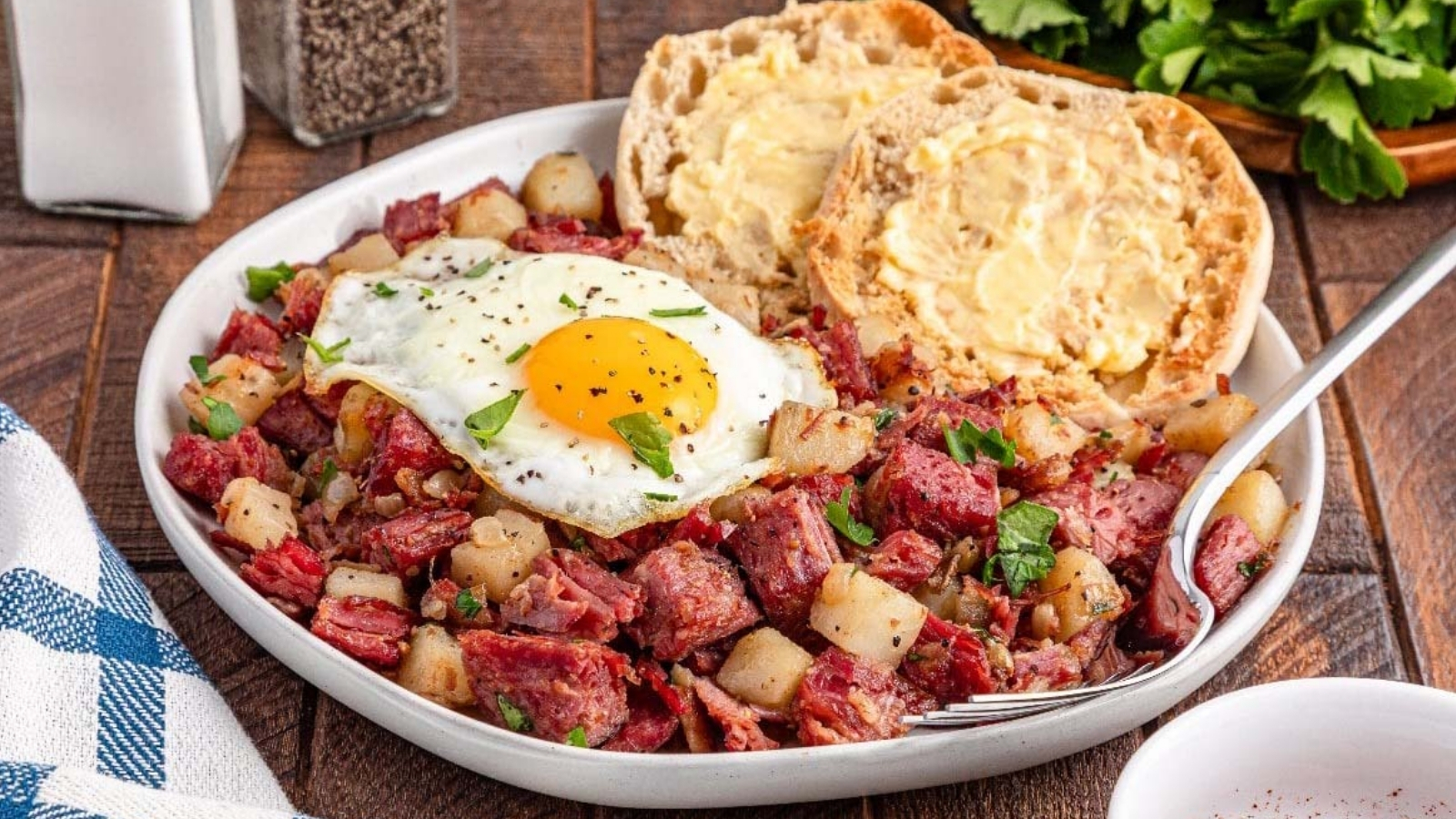 Corned Beef Hash served on a plate.