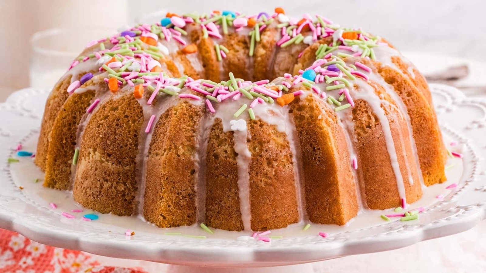 An Easter-themed cake with sprinkles