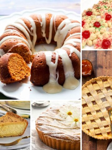 Italian Easter desserts collage featuring traditional cakes and cookies for Easter celebrations