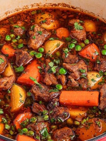 A pot of lamb stew.