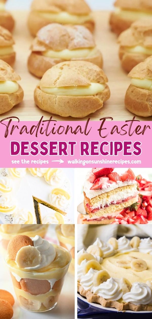 Traditional Easter desserts collage featuring classic cakes, pies, and nostalgic holiday treats