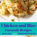 two recipes for chicken and rice casserole collage.
