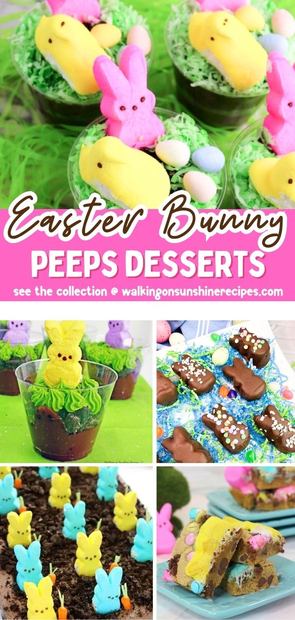 Easy Easter desserts with Peeps featuring colorful bunny treats cakes cookies and no bake ideas kids will love