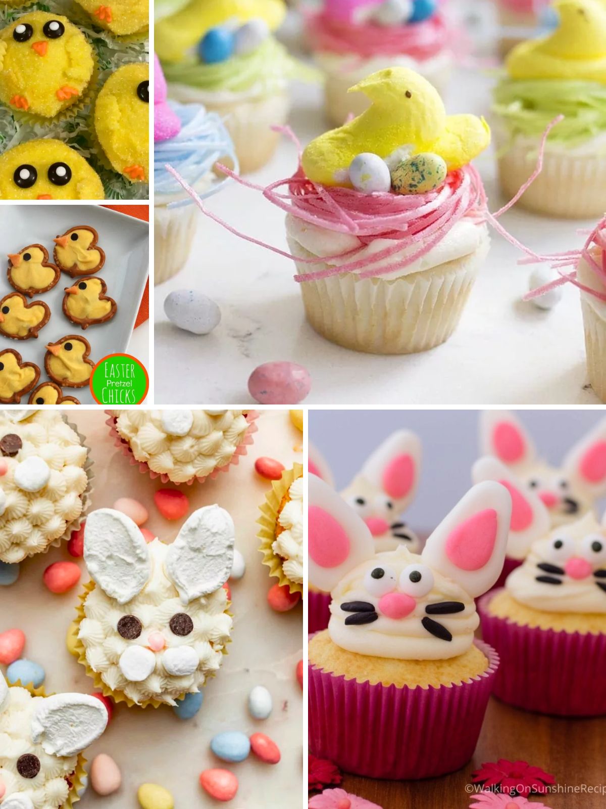 cute Easter treats including cupcakes, cookies, and no-bake snacks for kids and parties.