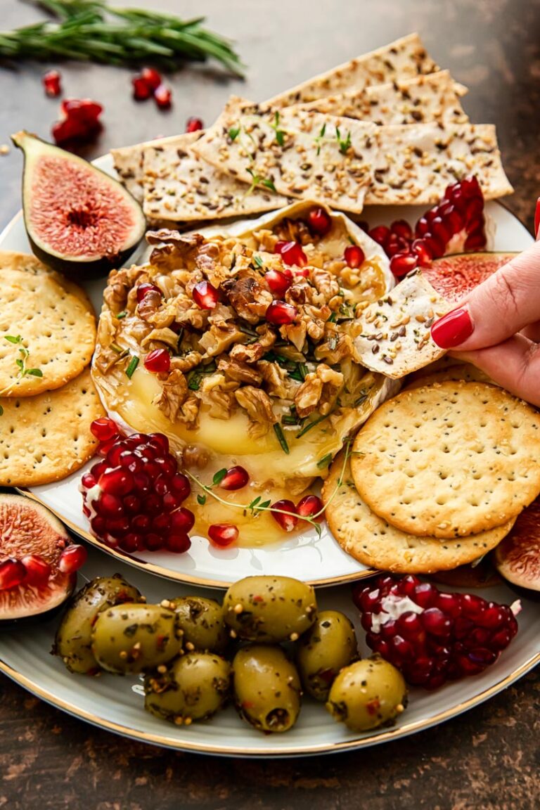 Maple Whiskey Baked Brie with Walnuts