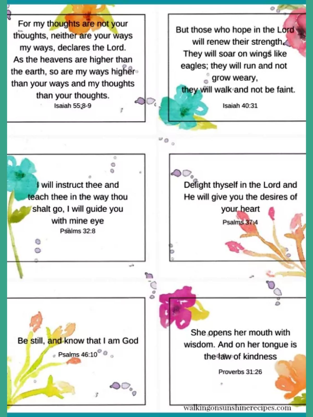 set of printable scripture cards for mother's day.