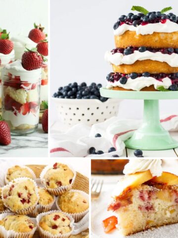 Brunch dessert ideas including easy coffee cakes, fruity desserts, muffins, and no-bake treats perfect for any gathering.