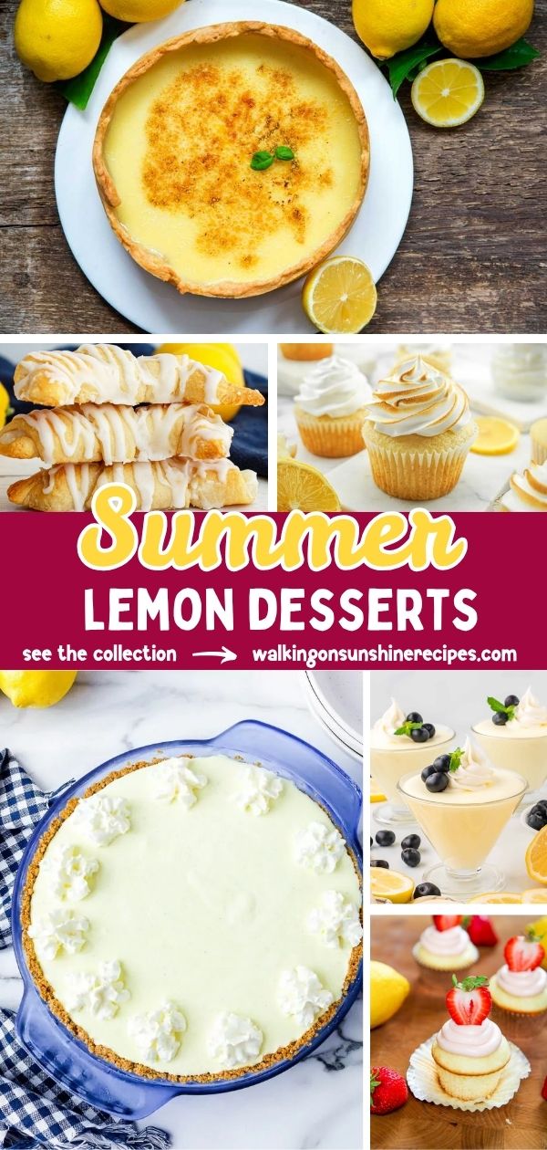 Easy summer lemon desserts including lemon bars, lemon cakes, lemon pies, muffins, cookies, and refreshing citrus treats perfect for warm weather.
