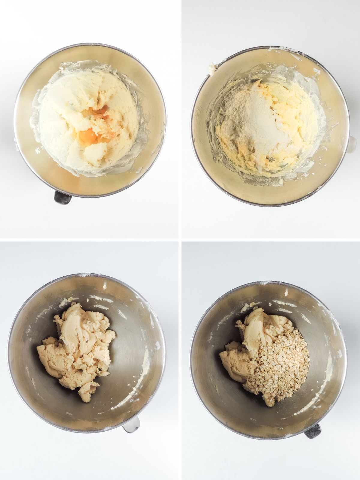 Step-by-step photos showing how to make homemade sugar cookie dough for American Flag Sugar Cookie Fruit Pizza.